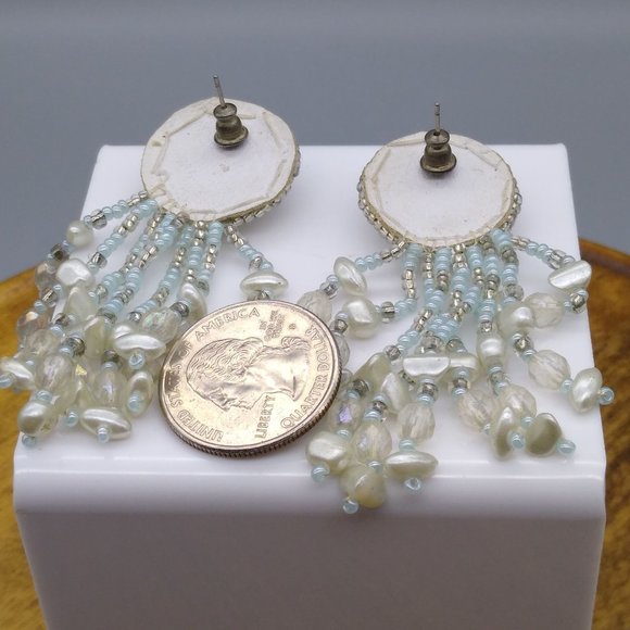 Dangling Silver and White Sparkle Earrings - Picture 4 of 4